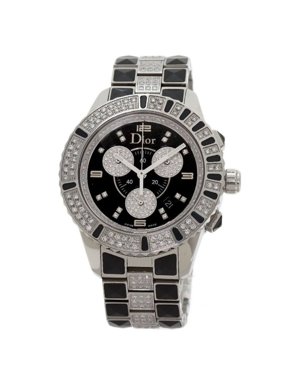 Dior Crystal Chronograph Diamond Watch SS